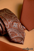 Wąski krawat w brązowy wzór paisley - szerokość 6 cm
