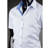 Koszula męska z krótkim rękawem Desire niebiesko-biała