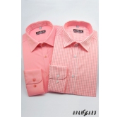 Slim koszula męska z różowymi kostkami i długimi rękawami - 43/182