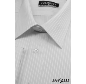 Koszula CLASSIC na spinki do mankietów, biała z delikatnym paskiem
