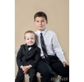 Krawat dla chłopca w czarnym błyszczącym kolorze - długość 44 cm