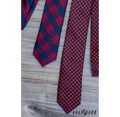 Wąski krawat w niebiesko-czerwoną kratkę - szerokość 5 cm