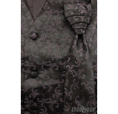 Czarna wzorzysta kamizelka męska z angielskim krawatem