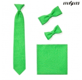 Krawat chłopięcy, zielony w białe kropki