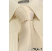 Błyszczący krawat w kremowym kolorze - szerokość 7 cm