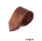 Brązowy gładki krawat dla mężczyzn - szerokość 7 cm