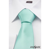 Błyszczący miętowy zielony krawat - szerokość 7 cm