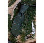 Zielony krawat z motywem jelenia - szerokość 7 cm