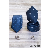 Niebieski krawat z motywem podkowy