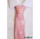 Różowy krawat męski z wzorem Paisley