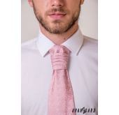 Krawat angielski w kolorze pudrowego różu z wzorem Paisley - uni