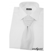 Biały krawat ślubny z wzorem - uni