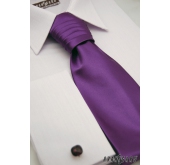 Fioletowy krawat ślubny gładki - uni
