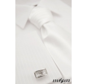 Biały gładki krawat ślubny błyszczący - uni