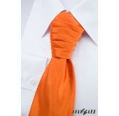 Pomarańczowy krawat ślubny z poszetką - uni