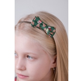Zielona opaska do włosów ze świątecznym motywem - šířka motýlku 7 cm