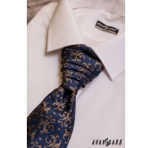 Elegancki niebieski wzorzysty krawat ślubny