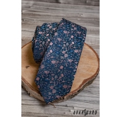 Elegancki niebieski krawat w kwiatowy wzór