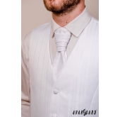 Kamizelka ślubna z krawatem i poszetką, biała delikatna linia