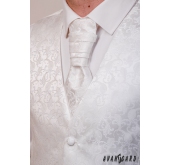 Kremowa kamizelka ślubna i angielski krawat z delikatnym wzorem - 66