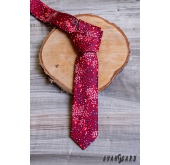 Bordowy wąski krawat w kwiatowy wzór - szerokość 6 cm